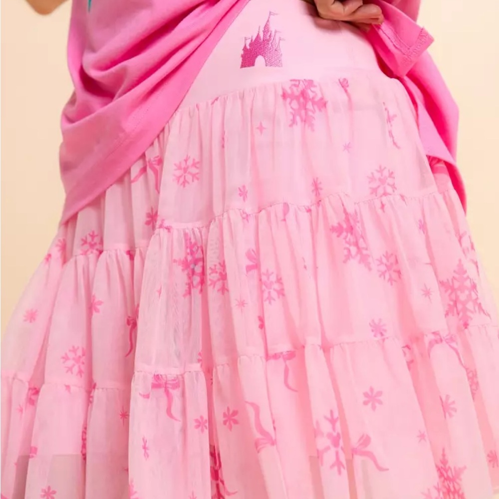 Disney Fantasyland Castle Pink Mesh Skater Skirt